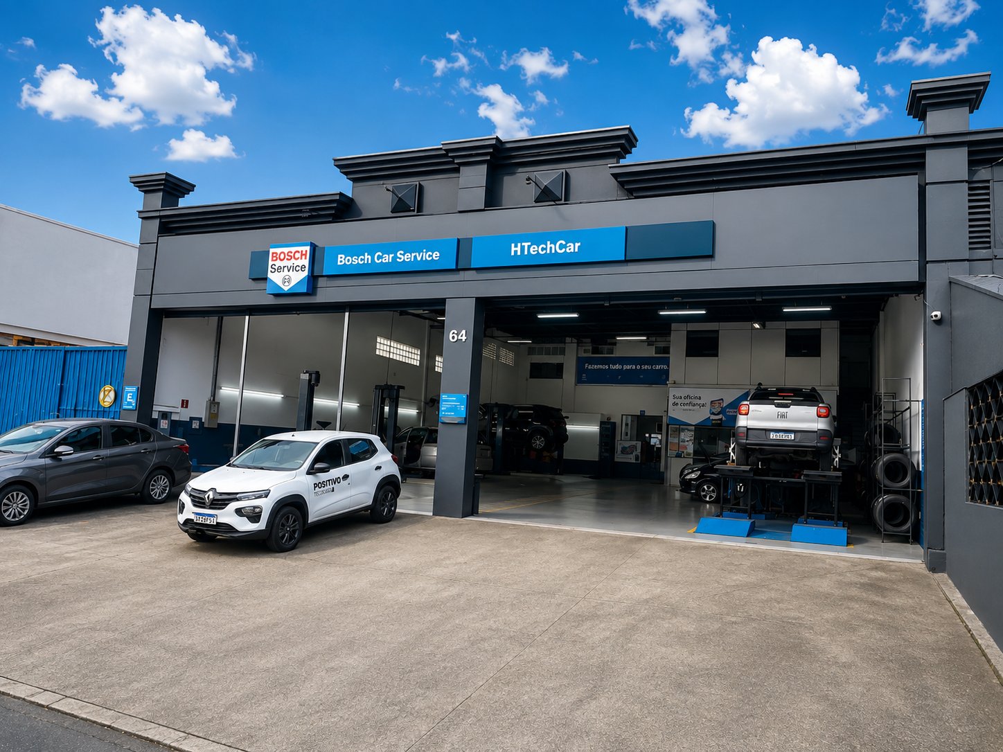 Fachada da HtechCar Service, oficina Bosch Car Service no Bangu, Santo André